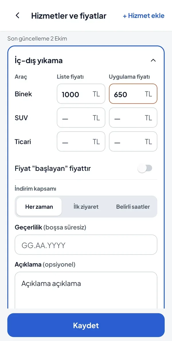 Fiyat düzenleme