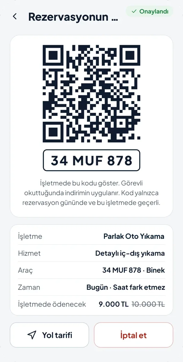 QR kod ekranı